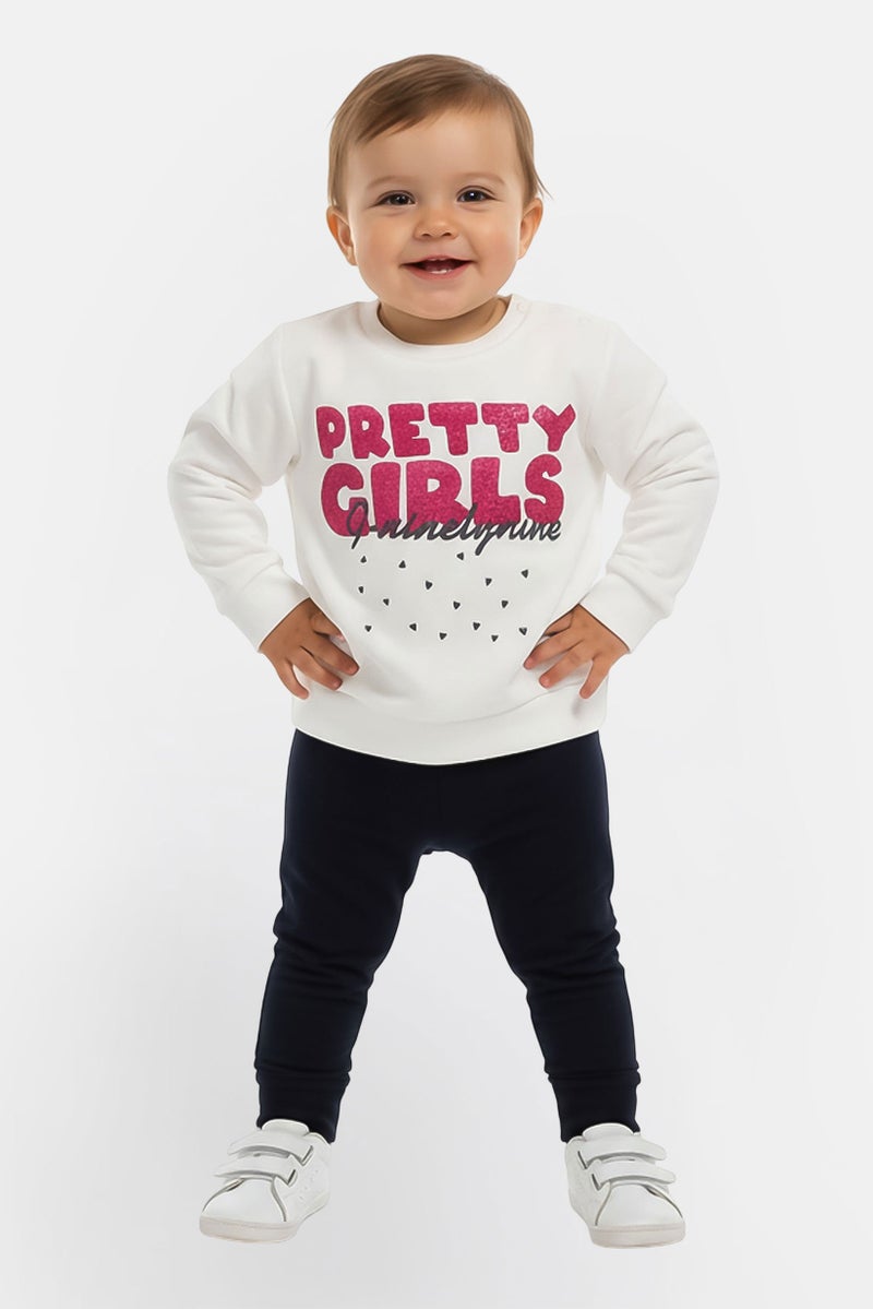 guru G99 by Guru Toddlers Girl 2 Pieces Graphic Print Sweatshirt And Bottom Set, Multicolor - Image 1